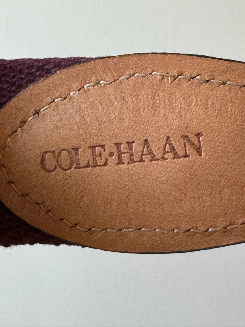 Vintage Cole Haan Genuine Lizard & Canvas Belt Burgundy Brown Size 32⁠